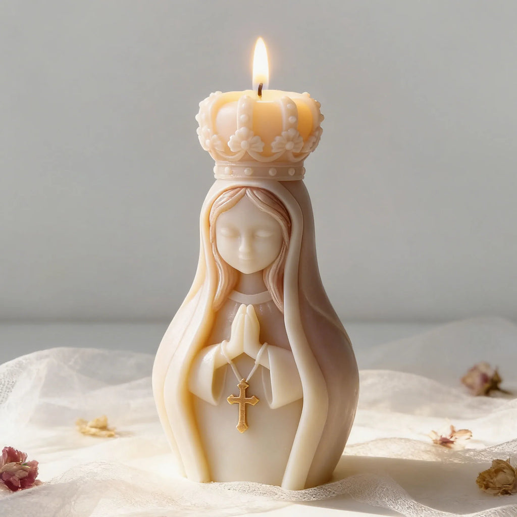 3D Virgin Mary Silicone Candle Mold – DIY Religious Craft Mold