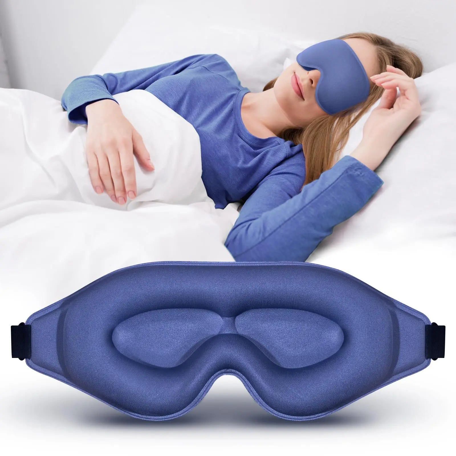 Sleep Mask, 3D Deep Contour Eye Mask with Adjustable Straps To Fit Different Head Shapes, Universal Eye Mask for Men and Women Oasis Select Blue