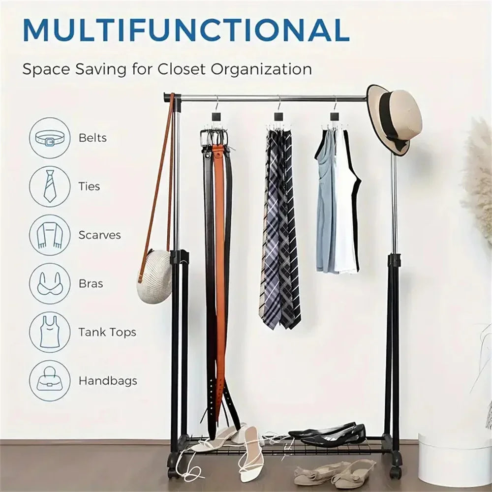 360° Rotating Storage Hanger Hook Multi-Claw Bag Metal Belts Rack Wooden Organizer For Bras Ties Scarves Household Closet Acces Oasis Select