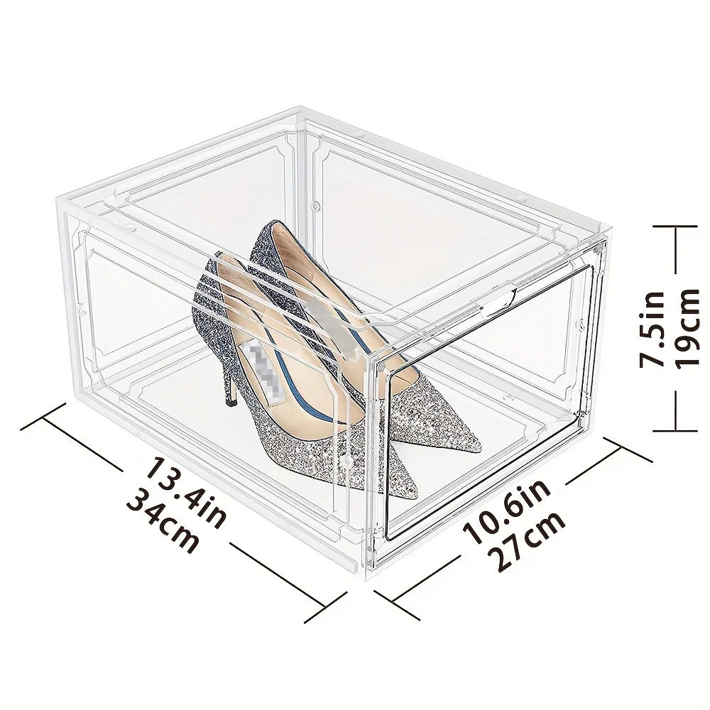 6pcs/set，Shoe Storage Box, Clear Stackable Shoe Organizer for Closet, Space Saving Foldable Shoe Rack Sneaker Container ,High qu Oasis Select