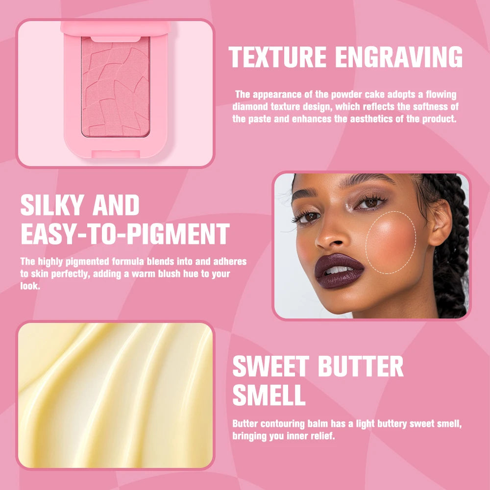 Lakerain Butter Blush High Color Rendering Brightening Makeup Long-lasting Makeup Effect Waterproof Sweat-proof Butter Blush Oasis Select
