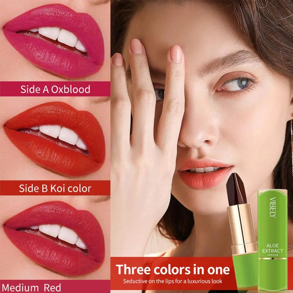 Long Lasting Lipstick VIBELY winter Moisturizing Changing 3 colors Lip Balm Natural Aloe Vera for Women Color-Shifting Makeup Oasis Select