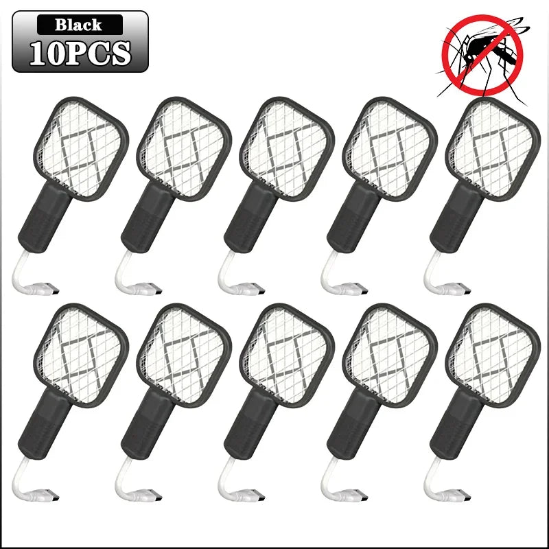 Electric Mosquito Swatter Rechargeable Bug Zapper UV Light Fly Killer Insect Racket for Home Outdoor Pest Control Camping Use Oasis Select Black-10PCS