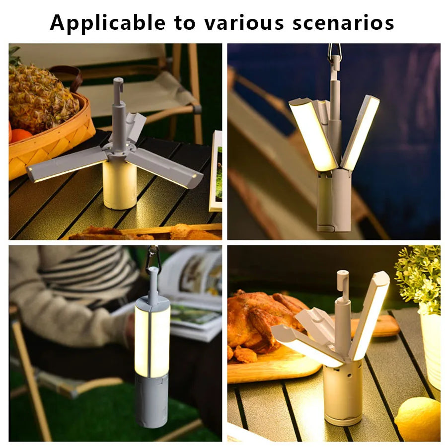Folding Outdoor Camping Light Portable Lantern Rechargeable 3 Modes Dimmable For Outdoor Camping Tent Emergency Lighting Oasis Select
