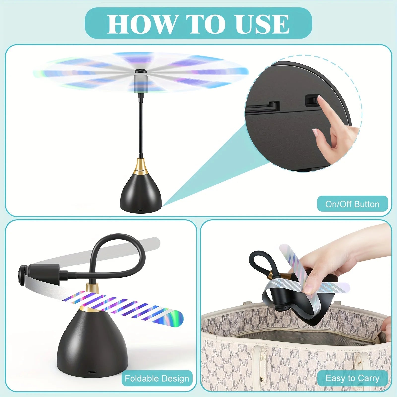Practical Fly Repellent Fan with Soft Blades for Tables, USB or Batteries Powered, Soundless and Portable Keeps Your Food Clean Oasis Select