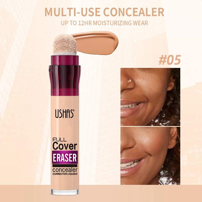 USHAS 12-Shade Liquid Concealer – Rotating Sponge, Long-Lasting