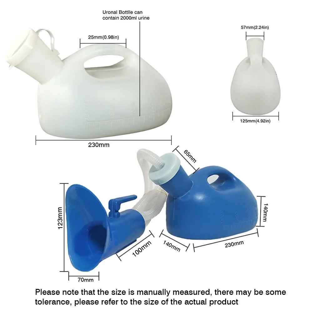 2000ml Portable Urinal With Hose For Women Men 1.3/1.6m Extension Long Tube Toilet Outdoor Urinal Chamber Pot For Camping Travel Oasis Select