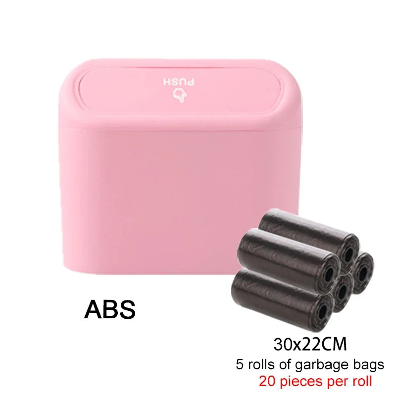 Car Trash Can with Lid Hanging Dustbin Garbage Box Car Interior Storage Case Trash Door Seat Clip Stand Holder Car Accessories Oasis Select C 5rolls