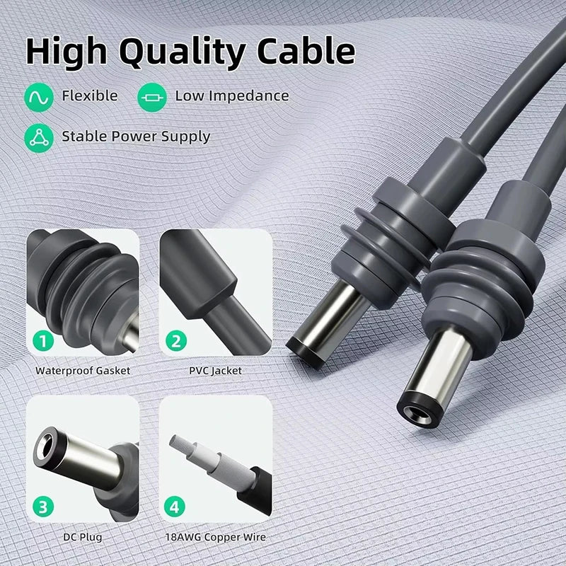 For Starlink Mini Replacement Power Cables DC To DC Power Cord For Power Charging Waterproof 2/3M Male To Male Extension Cord Oasis Select