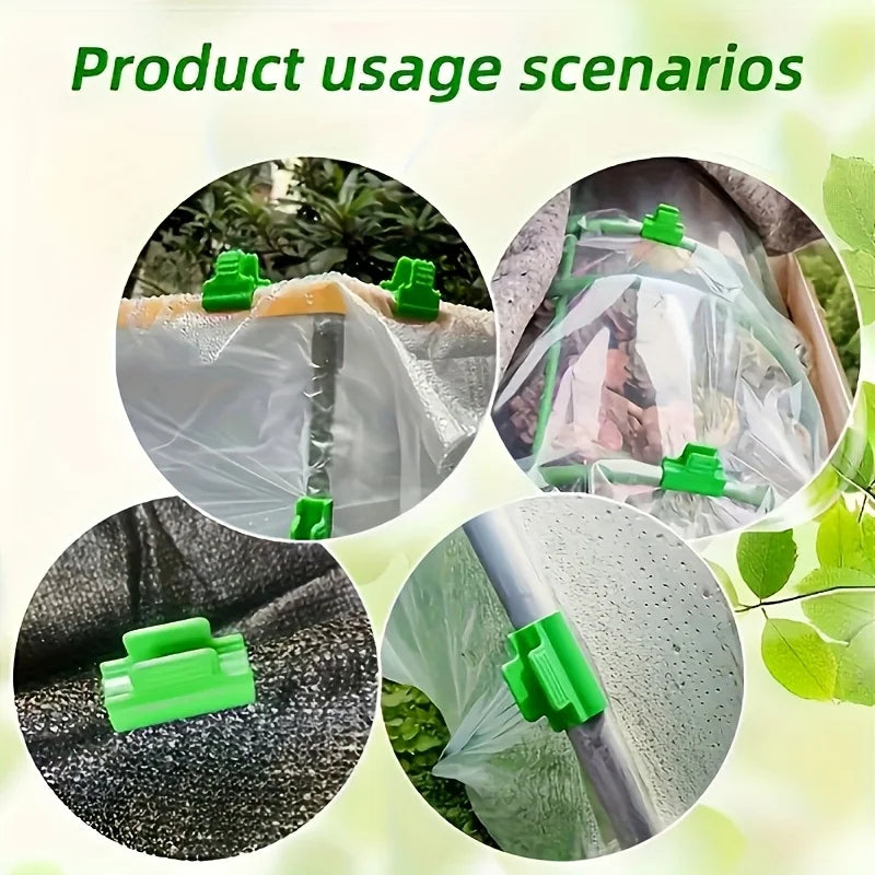 60pcs Green Plastic Greenhouse Film Clips - Heavy-Duty Windproof Garden Clips for Securing Mulch, Tarp & Plant Covers Oasis Select