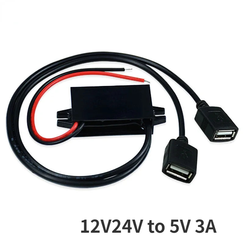 12V24V to 5V 3A Car Power Converter Mini Micro USB Output Adapter Step Down Voltage Power Supply DC-DC with Reverse Protection Oasis Select Dual square USB 12V24V 5V 3A|China Mainland