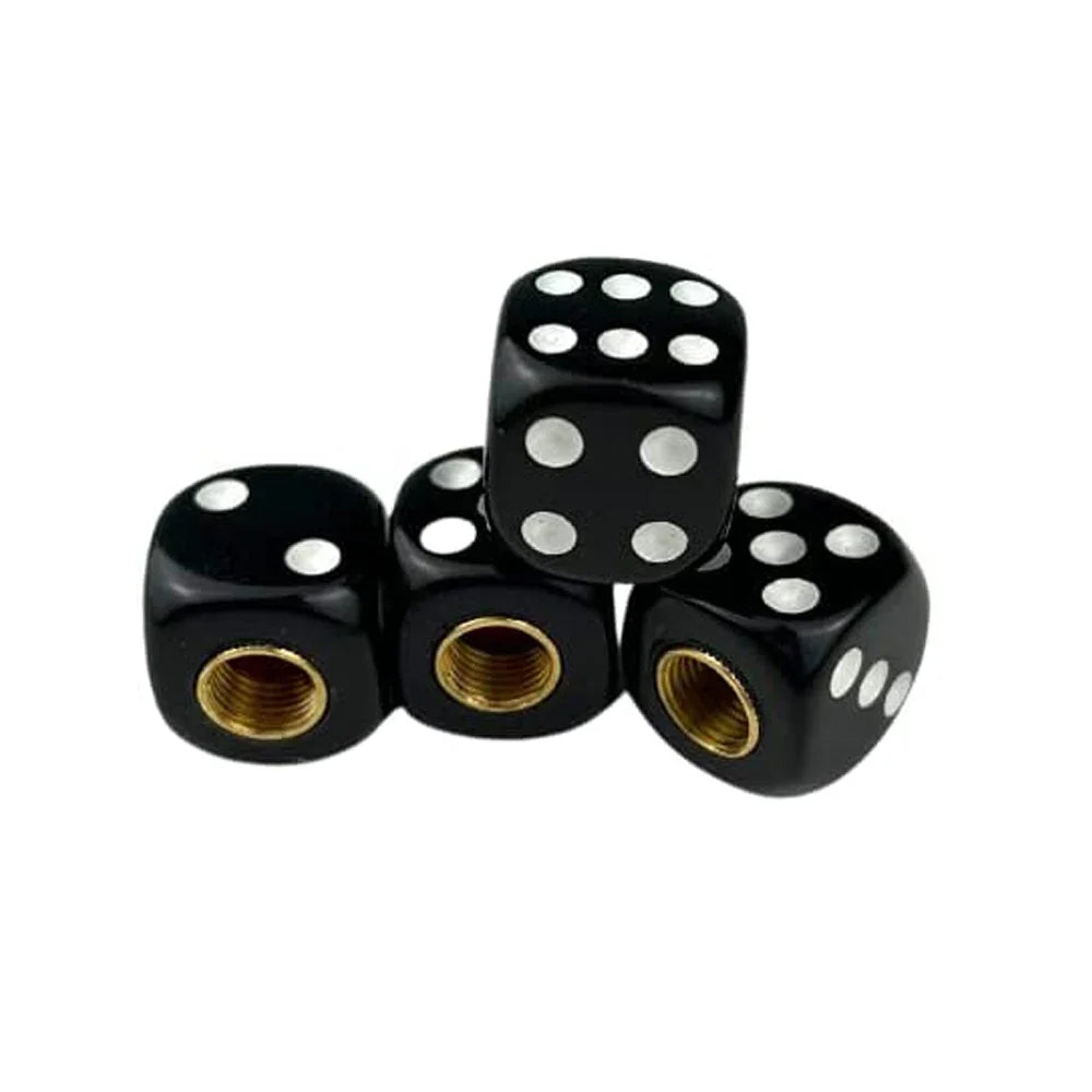 Dice Style Valve Caps Wheel Tire Cover Tyre Valve Plugs Alloy Wheels ABS Tire Wheel Cover For Car Motorcycle Bike Oasis Select Black