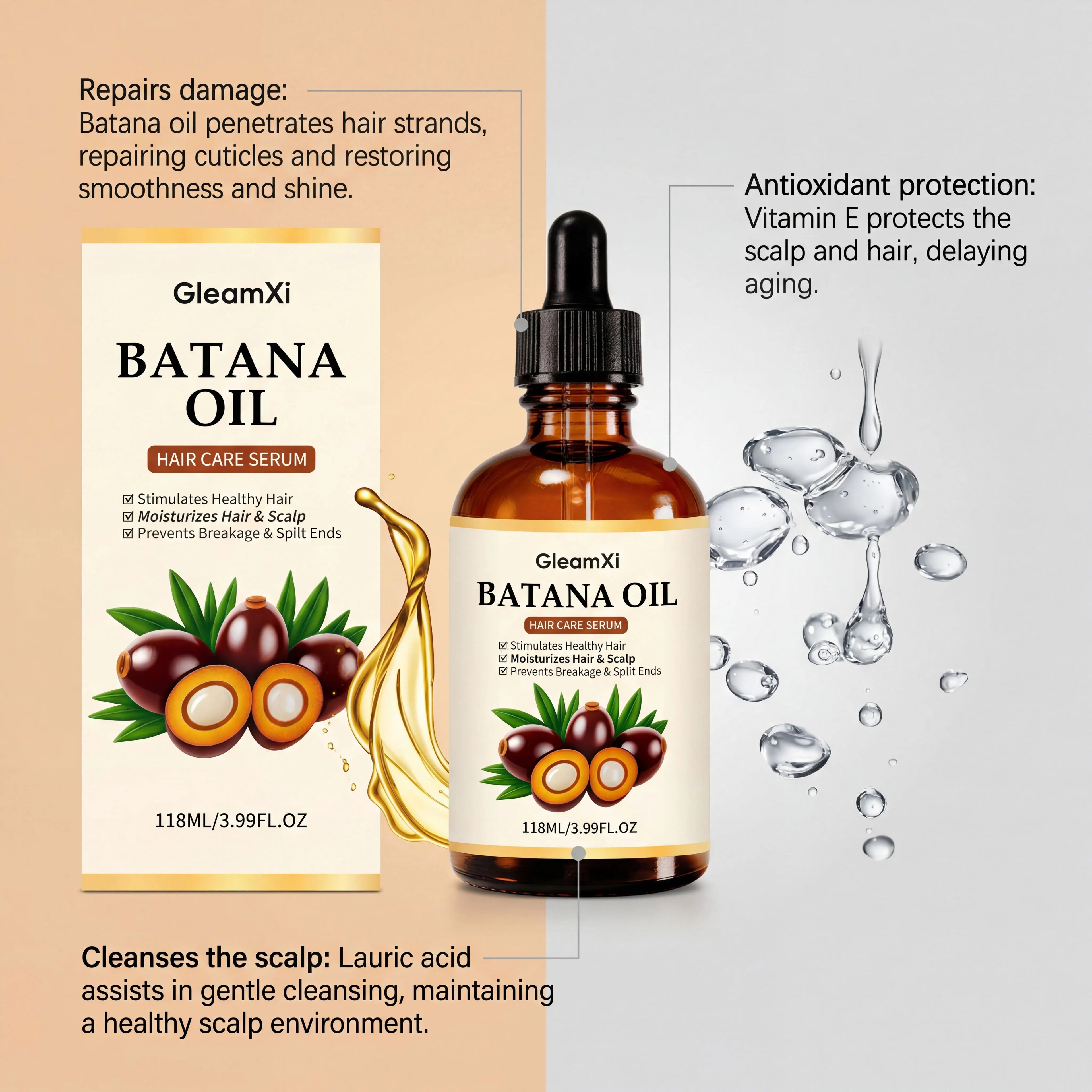 Gleamxi Batana Hair Growth Oil – Repair, Nourish & Reduce Loss Hair Growth Oil Oasis Select