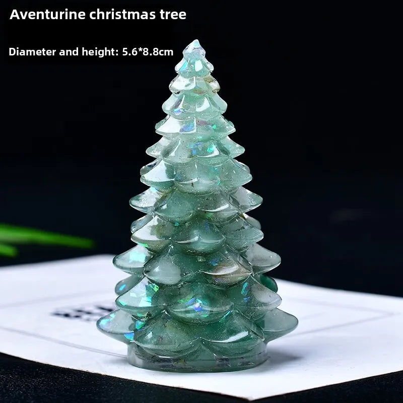 New Natural Crystal Crushed Stone Christmas Tree Resin Decorative Item for Home Desktop Decoration Christmas Display Oasis Select C 5.8cm x 8.8cm