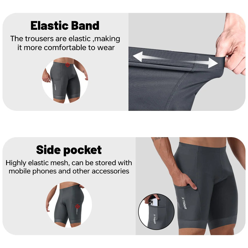 X-TIGER Premium Road Bike Shorts With 5D Gel Pads Men's Cycling Shorts With Zippered Pockets Breathable Outdoor Cycling Gear Oasis Select