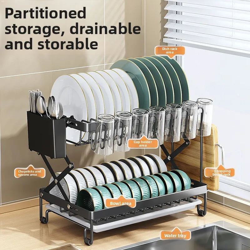 Kitchen, tableware, drain rack, dish storage rack, foldable household countertop, bowl rack, shelf Oasis Select