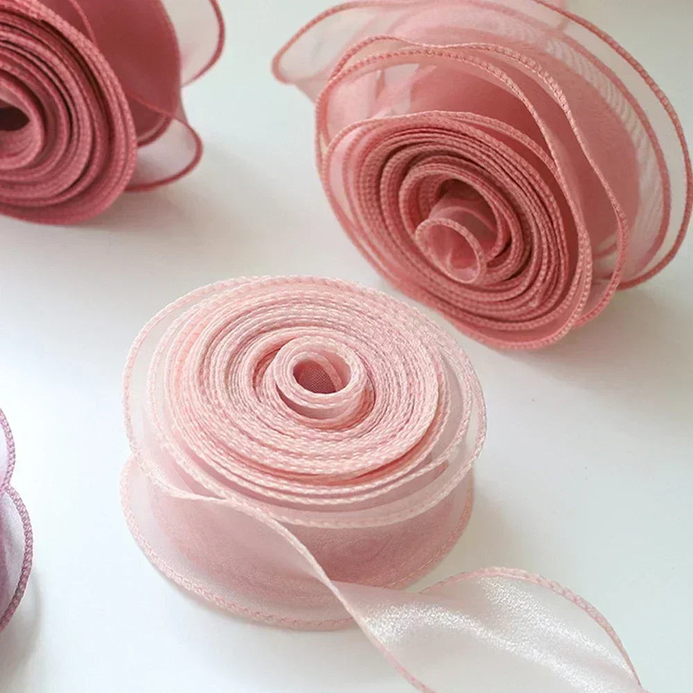 10 Yards Roll Sheer Chiffon Organza Satin Ribbon Gift Wrapping Decoration Wedding Bouquet Wreath Sewing Craft Supply Oasis Select