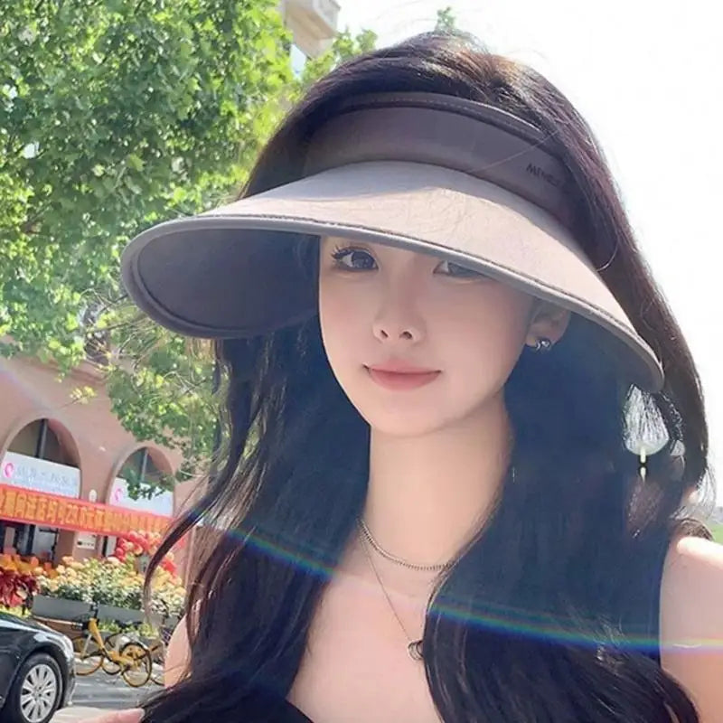 Womens Outdoor Wide Brim Sun Hat Breathable Foldable Summer Beach Hat UV Protection Fishing Hiking Cap Driving Sunshade Hat Oasis Select one size Black