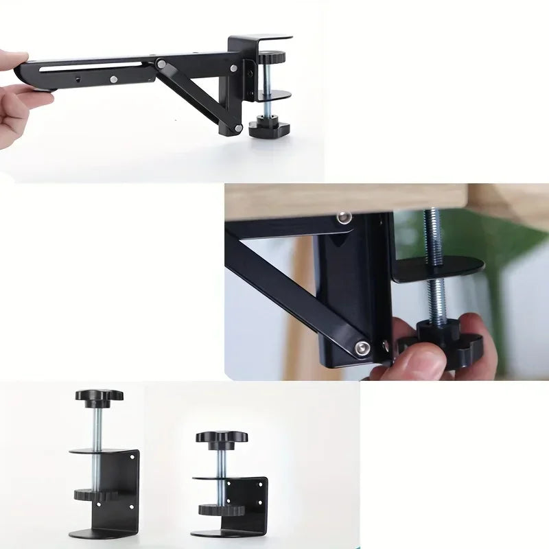 2PCS L-shaped Foldable Desktop Bracket Heavy-duty Punch-free Space-saving Desktop Extension Plate Rack Hardware Accessories Oasis Select