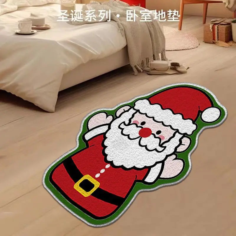 Nordic Irregular-shaped Christmas Series Faux Cashmere Floor MATS Home Decorative Bathroom Absorbent MATS Oasis Select Santa Claus-3 40 60cm