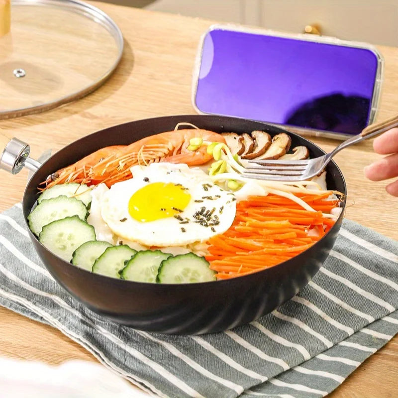 Cast Iron Wok Non-Stick Flat Bottom Fry Pan 26cm | CHANSUNRUN Cast Iron Wok Oasis Select