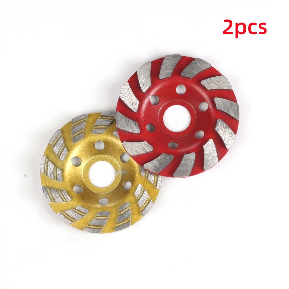 4 Inch 100mm Concrete Stone Ceramic Turbo Diamond Grinding Cup Wheel 12 Segs Heavy Duty Angle Grinder Wheels for Angle Grinder Oasis Select 2pcs Red and Yellow