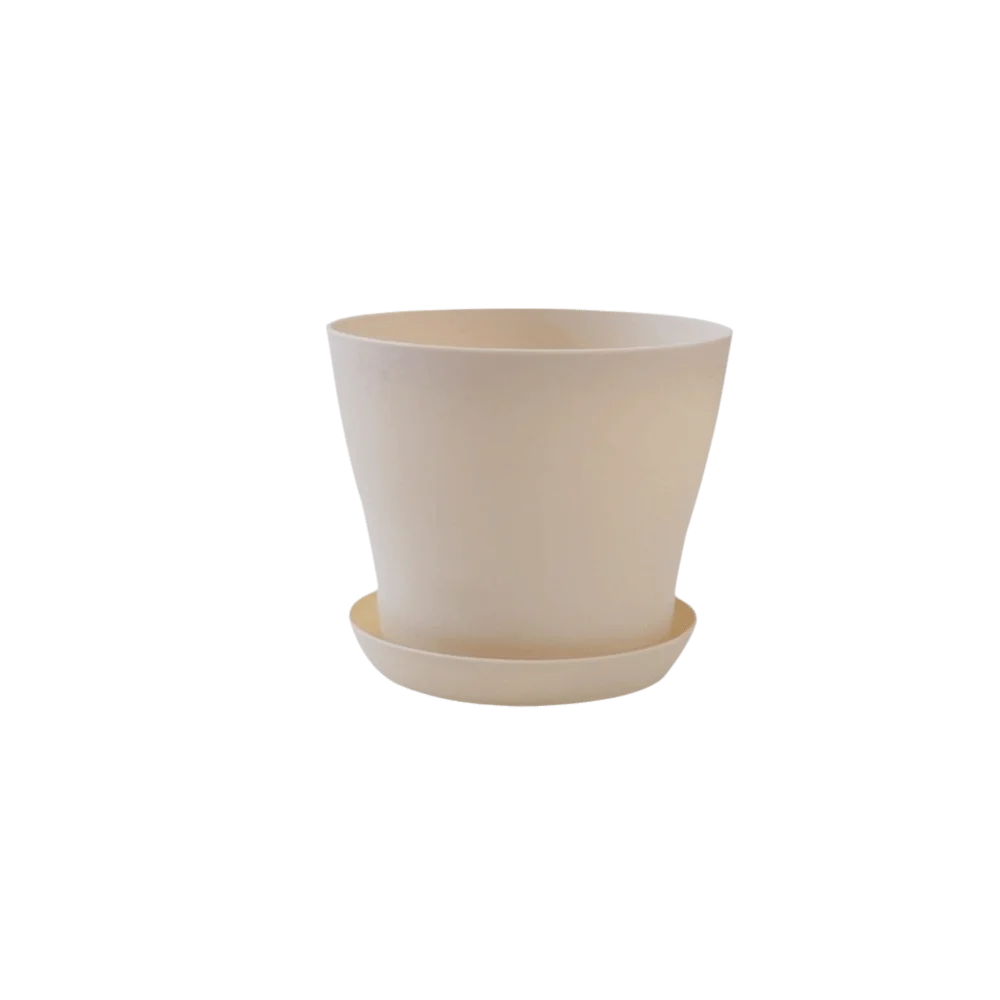 8pcs/set Candy Color Flower Pot Plastic Round Plant Pot with Tray with Drainage Holes Succulent Plant Pots Balconies Planting Oasis Select Beige