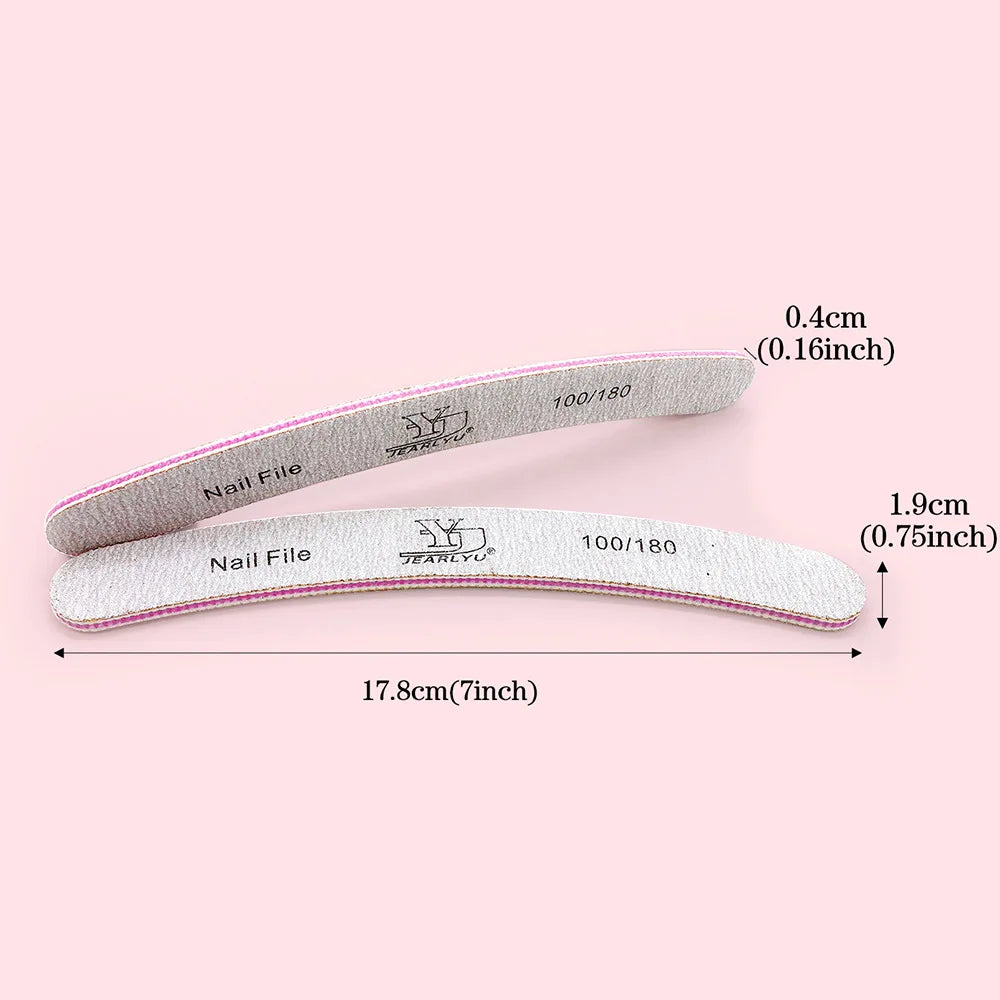 5Pcs/Lot Nail File Mix Color Limas 80/100/150/180/240 Grit Professional Sandpaper Cuticle Remover Buffer Files Manicure Tool Set Oasis Select Curved-Grit100-180
