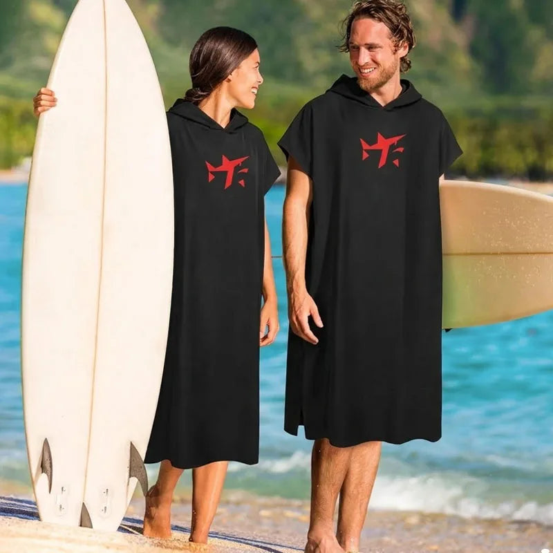 Hooded Microfiber Surf Poncho Changing Towel Robe Quick Dry Absorbent Lightweight Soft for Adults Beach Pool Swim Travel Oasis Select