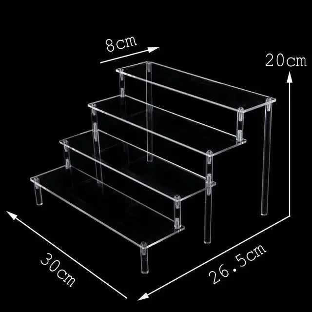 1–5 Tier Acrylic Display Stand | Riser Shelf Rack – Clear & Black