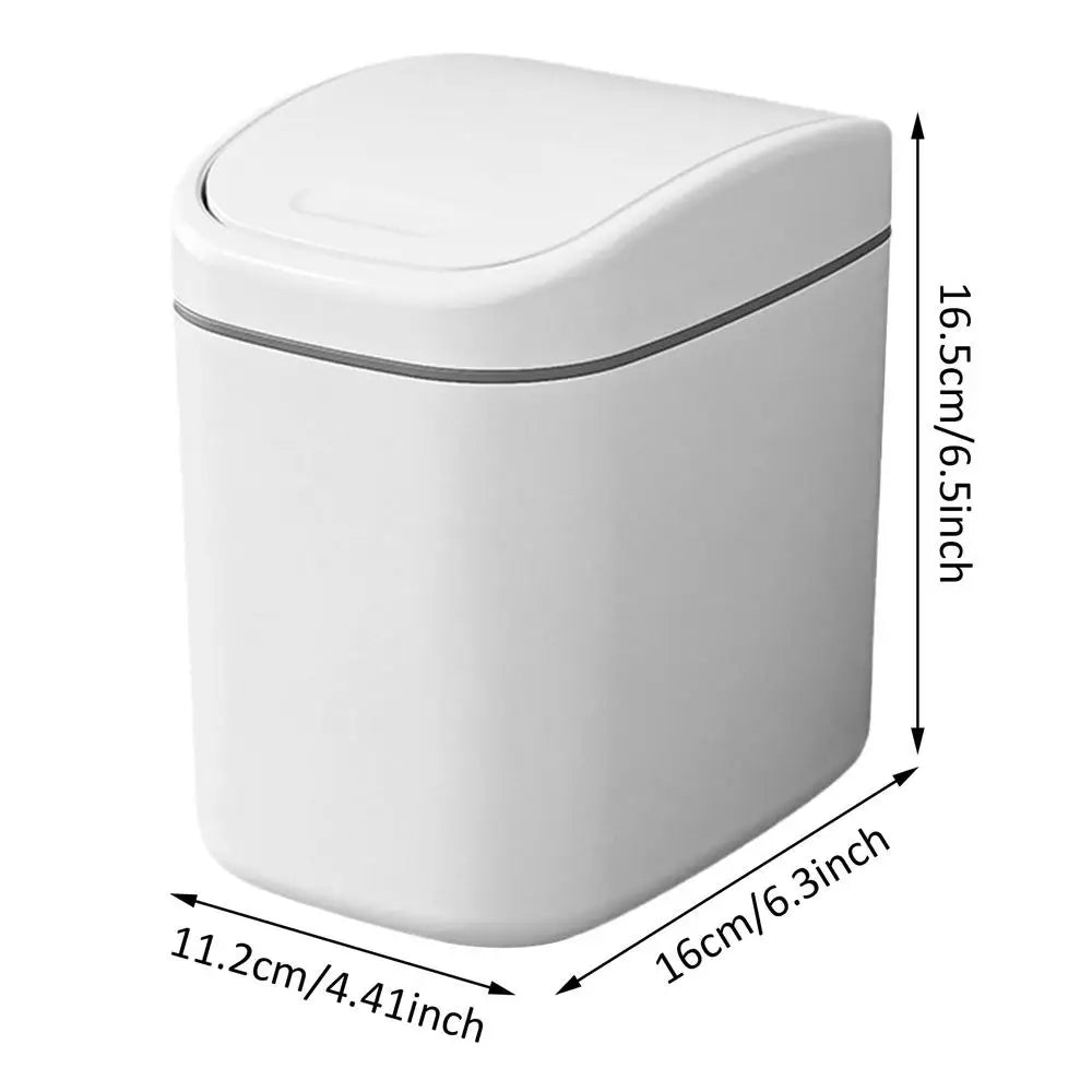 Desktop Trash Can Mini Garbage Can Plastic Dustbin with Shake Cover for Home Office Waste Bins Household Cleaning Storage Box Oasis Select White