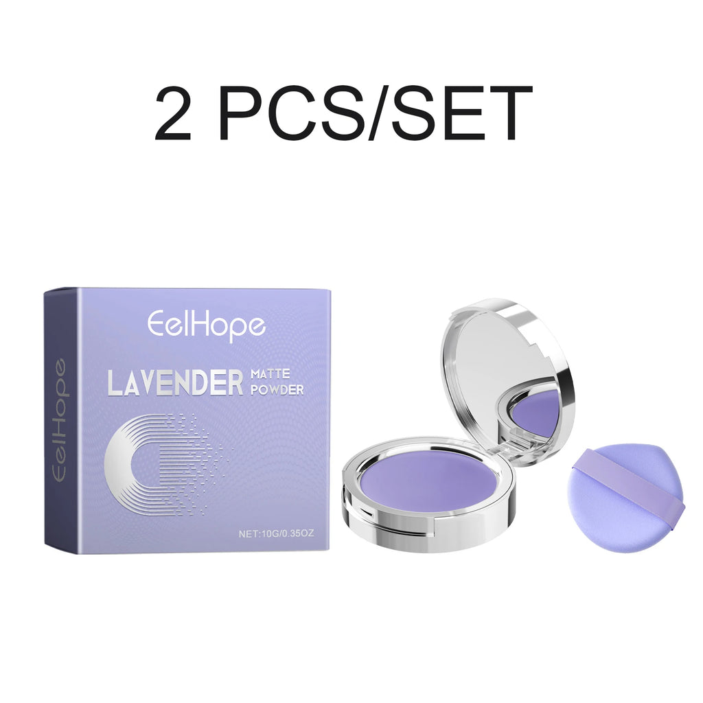 Lavender Matte Setting Powder Oil Control Pressed Powder Brightening Long Lasting Makeup Face Finishing Powder 10g Oasis Select 2 PCS