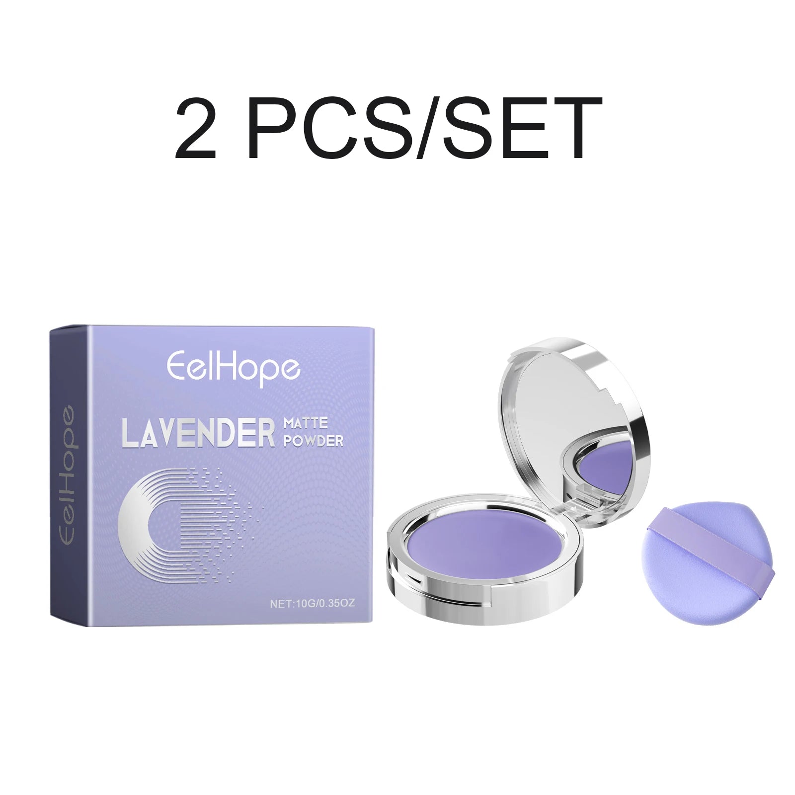 Lavender Matte Setting Powder Oil Control Pressed Powder Brightening Long Lasting Makeup Face Finishing Powder 10g Oasis Select 2 PCS