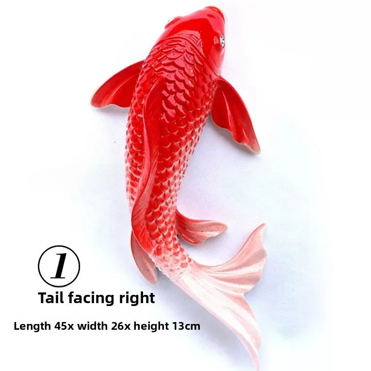 Lucky Koi Fish 3D Wall Decor, Resin Stereoscopic Carp Wall Hanging, Creative Wealth Feng Shui Home Art Wall Sticker Ornament Oasis Select D Right