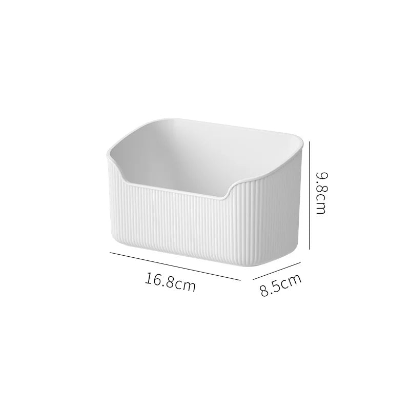 Desktop Cosmetics Storage Box Toiletries Cotton Swab Container Bathroom Accessories Brushes Makeup Organizer Case Lipsticks Box Oasis Select White-LARGE