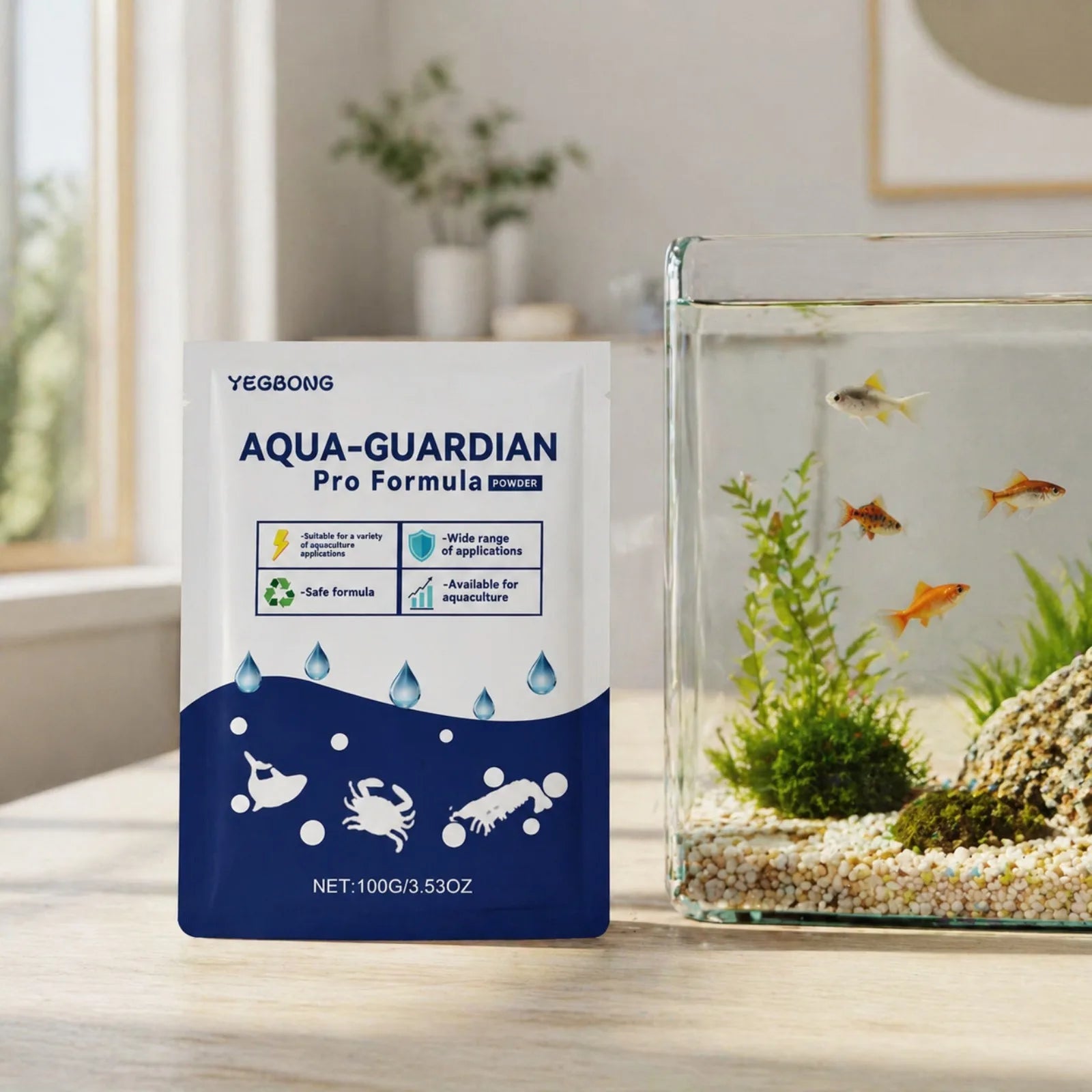 Aqua-Guardian Water Clarifier Powder 100g Fast Clear Cloudy Water For Freshwater Saltwater Fish Shrimp Crab Aquarium Aquaculture Oasis Select
