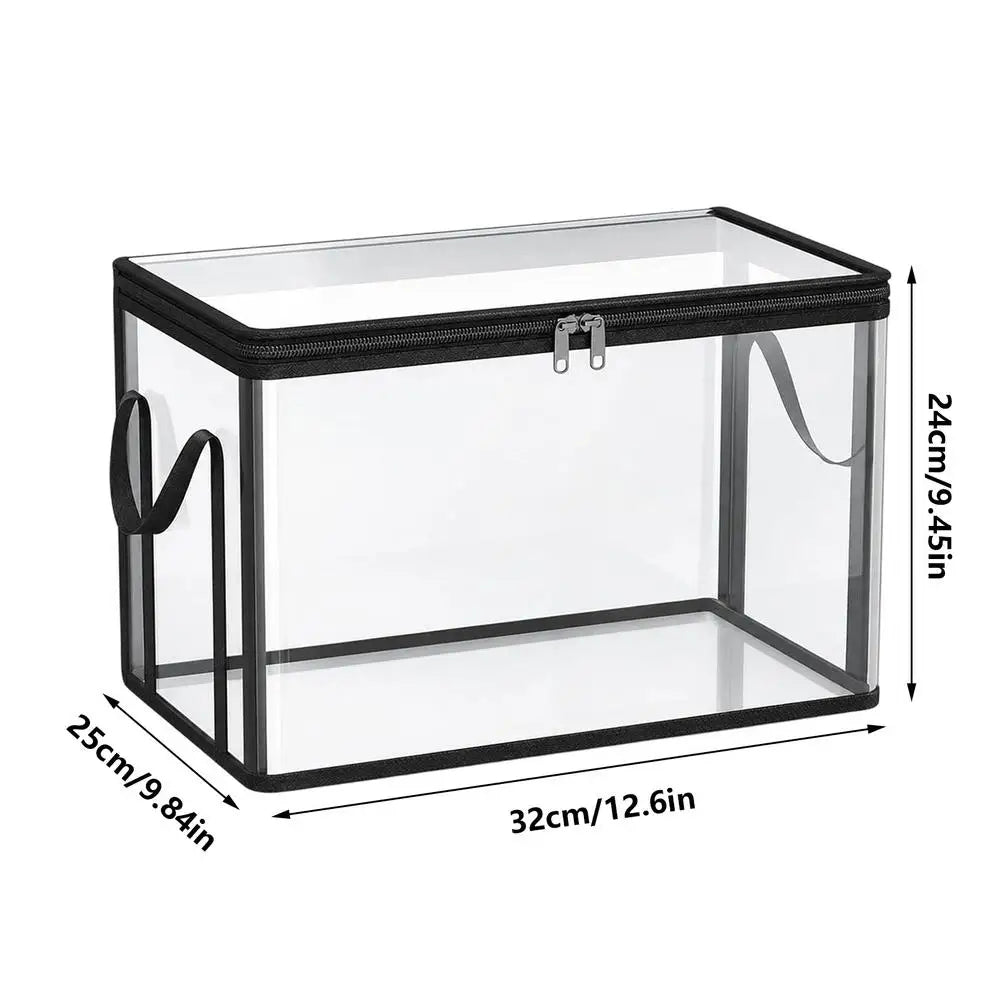 Book Storage Box Clear Stackable Large Capacity Book Storage Containers Organization Bins for Toy Snack Bedding Clothes Home Oasis Select M Black