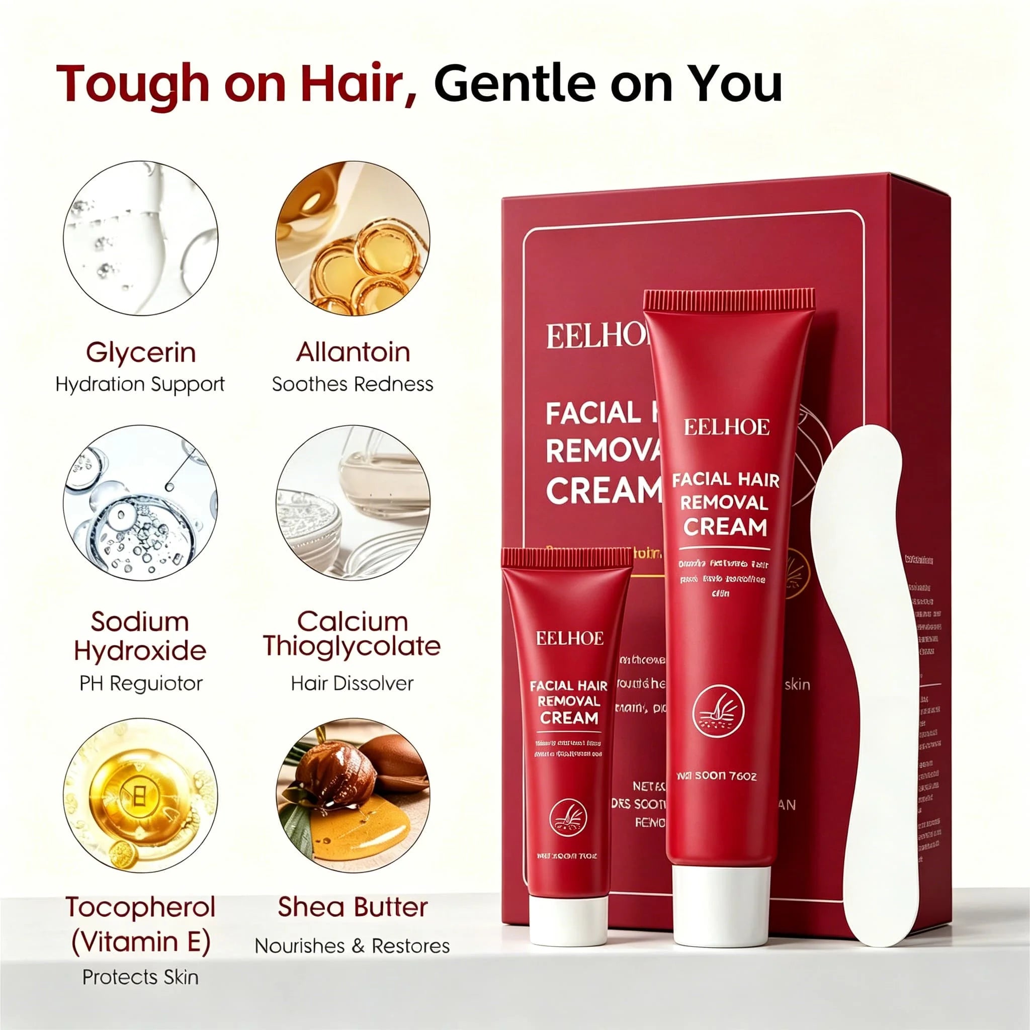 Facial Hair Remover Cream Kit for Women Coarse Gentle Depilatory epilatory Creams Face Upper Lip Chin, For Smooth Skin Cream Oasis Select