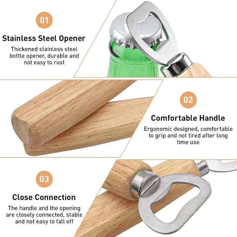 10pcs Beer Bottle Opener Wooden Bottle Opener For Home Kitchen Bar Restaurant Party Gift Kitchen Accessories Gadget Oasis Select