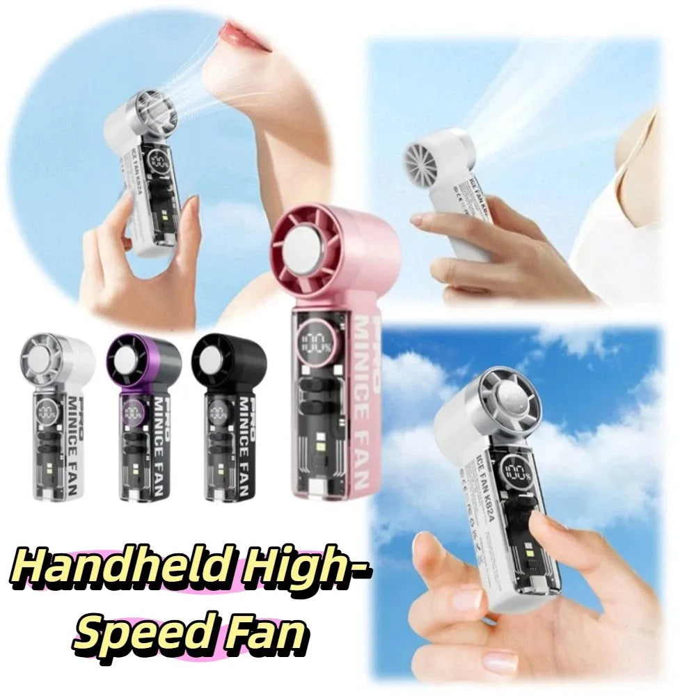 Lightweight Design Portable Handheld Fan Digital Display Ice Compress Rechargeable USB Fan Transparent Design Handheld Turbo Fan Oasis Select