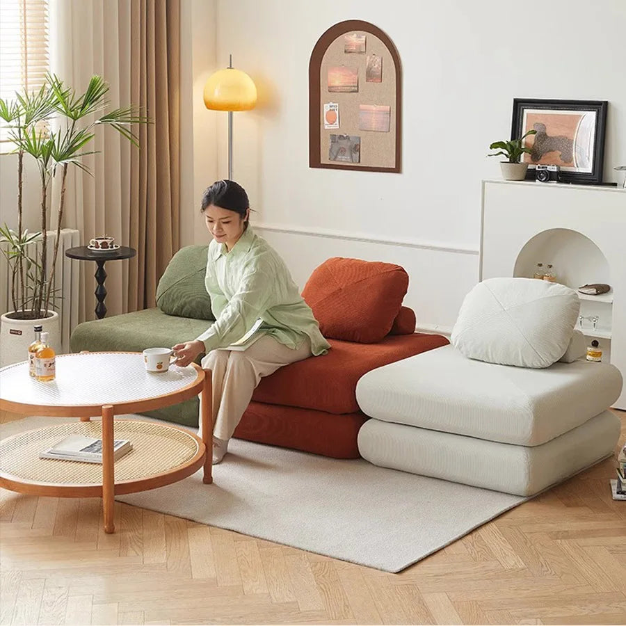 Fabric single sofa, sweet potato sofa bed, small-sized living room folding dual-use tatami, tofu block lazy sofa Oasis Select