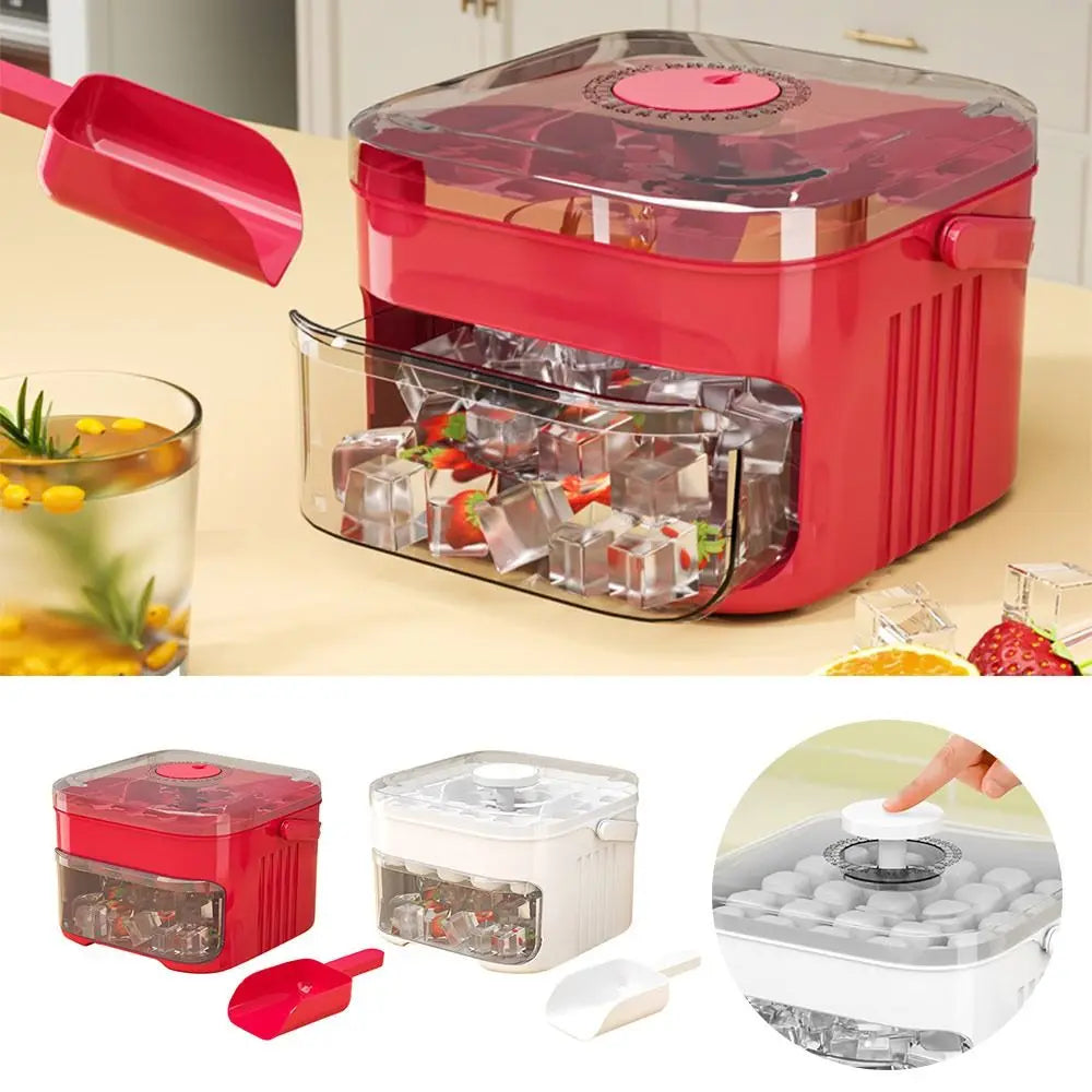 50-Cube Ice Maker with Easy Press Cap Large Capacity with Easy-press Lid Ice Cube Machine Double-layer Reusable Ice Cube Mold Oasis Select