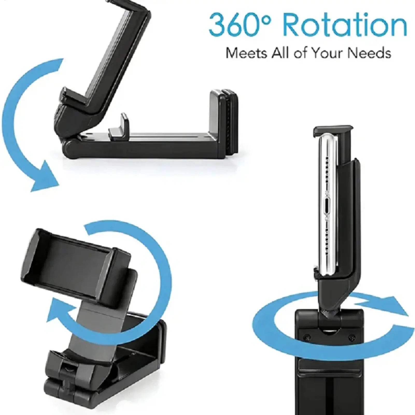 Travel Phone Stand Folding Phone Stand 360-Degree Rotatable Travel Accessories Desktop Cellphone Holder for Camping Workout Desk Oasis Select