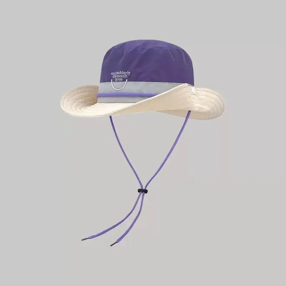 New Retro Big Brim Bucket Hat Quick-drying Lightweight Sun Protection Hat Dopamine Color Hiking Cap Summer Outdoor Oasis Select Purple