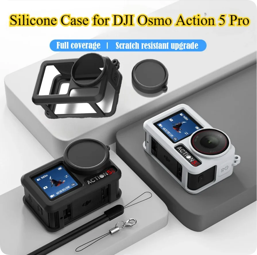 DJI Osmo Action 5 Pro Silicone Case + Lens Cap Cover