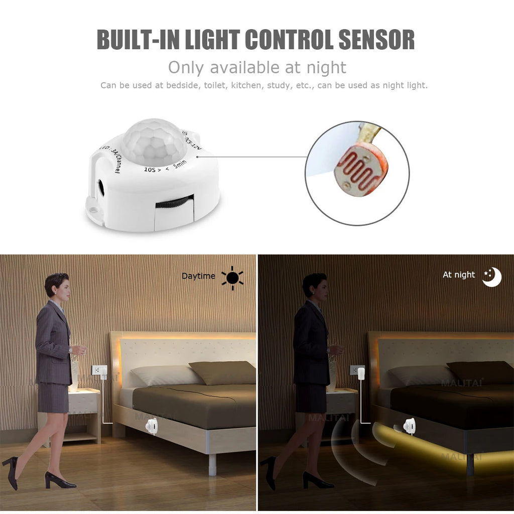 12V Bathroom Mirror Light PIR Motion Sensor LED Strip Light 2835 60led/M Waterproof Smart Night Lamp for Bedroom Bathroom Stair Oasis Select