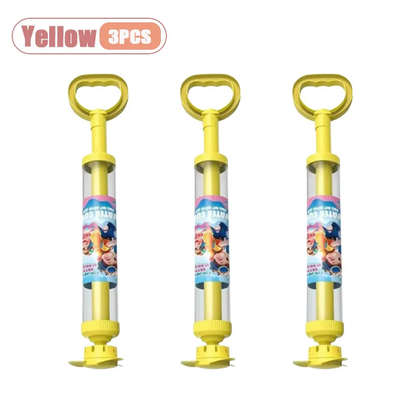 Large Capacity Double Nozzle Water Spray Toy for Kids Water Fight Splash Blaster Pull String Outdoor Summer Beach Play Oasis Select Yellow-3PCS