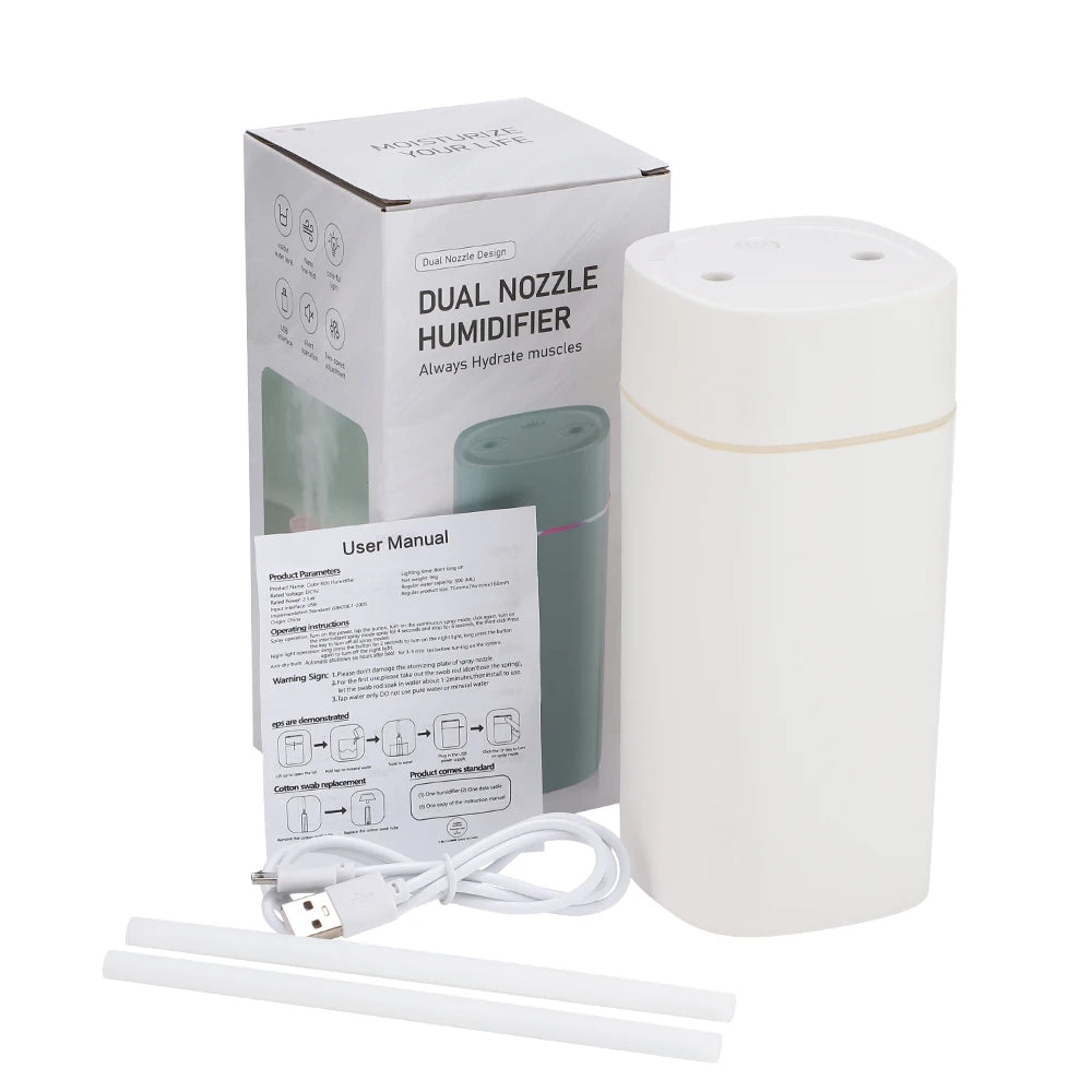 600ml Mini USB Humidifier – Nano Mist, Aromatherapy & LED Light