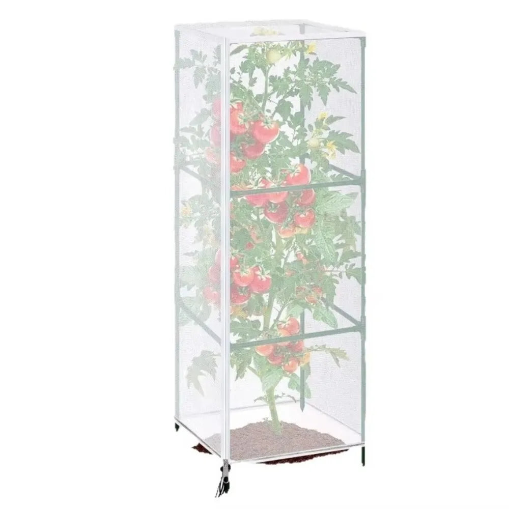 Fine Mesh Plant Netting Cover Breathable Square Shape Bird Barrier Net Zipper Closure Tear Resistant Tomato Cage Cover Oasis Select 17.72x17.72x19.69in