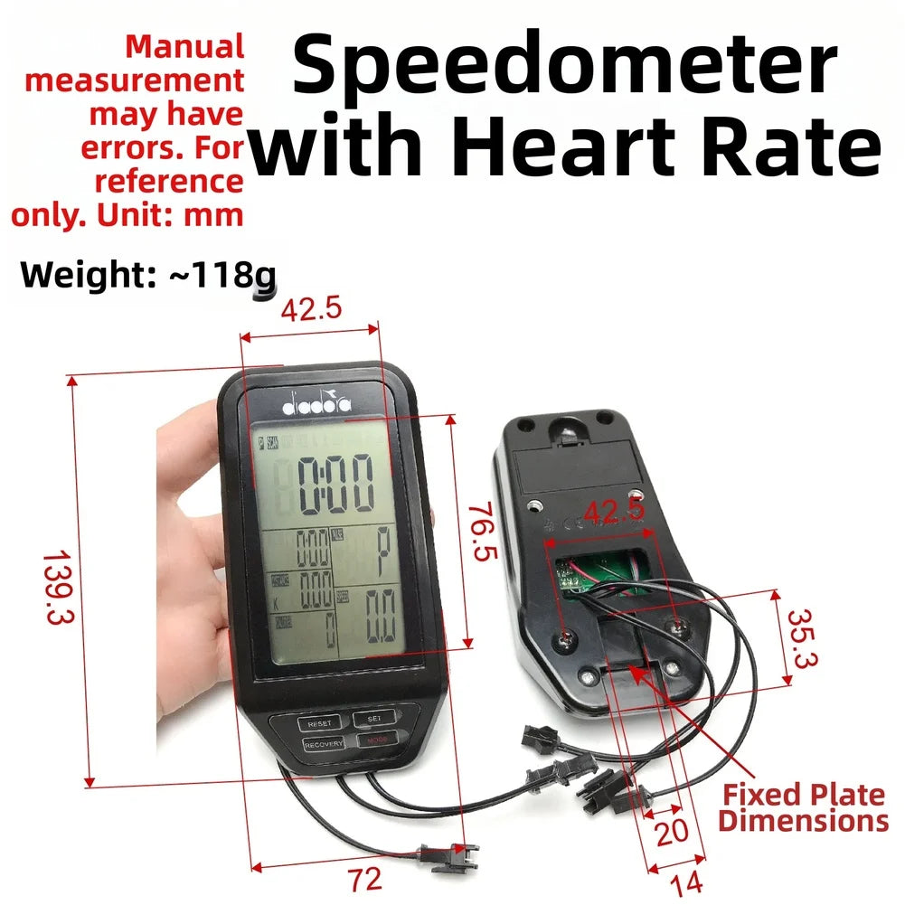 Black Exercise Bike Computer Display Screen Speed Heart Rate Calorie Timer For Home Gym Fitness Equipment Replacement Part Oasis Select